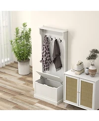 Slickblue Entryway Hall Tree with Shoe Bench, Coat Hooks and Hidden Storage