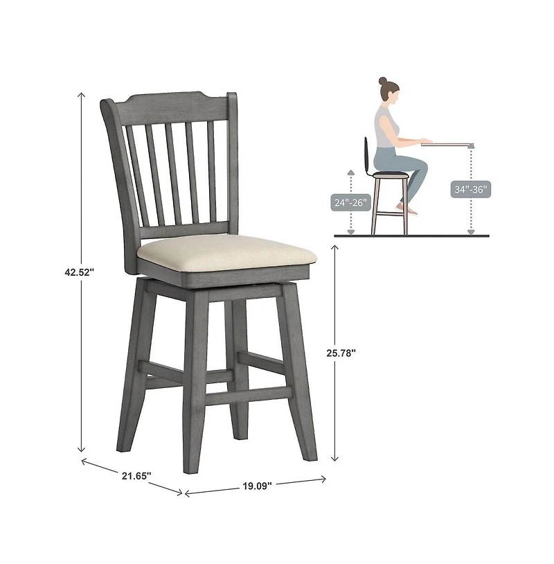 iNSPIRE Q Lea Slat Swivel Counter Stool
