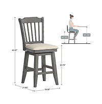 iNSPIRE Q Lea Slat Swivel Counter Stool