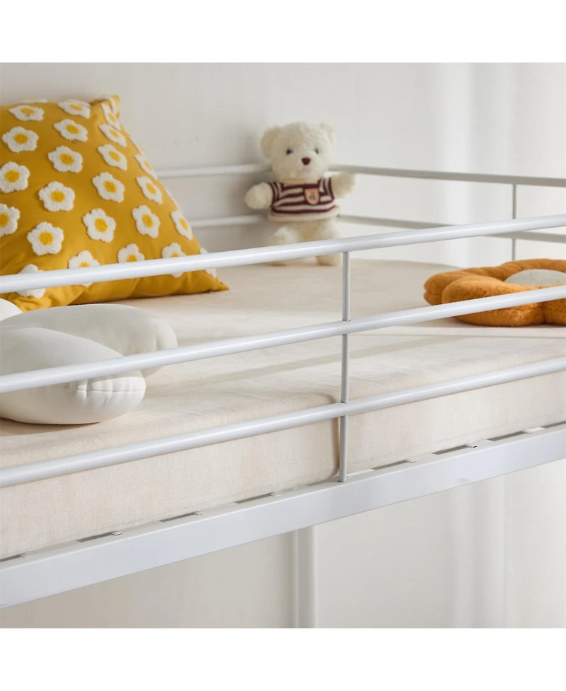 Slickblue Twin Size Metal Bunk Bed with Ladder and Full-Length Guardrails