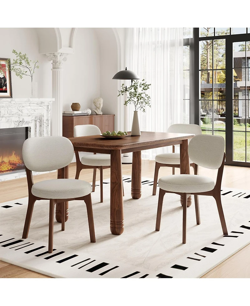 Streamdale Furniture Solid Wood Chenille Dining Chairs, Set of 4