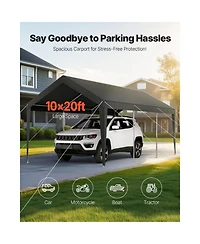 Yiortwo 10 x 20 Feet Carport Canopy, Heavy Duty Portable Car Garage Shelter Tent