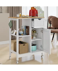 Streamdale Furniture Mobile Kitchen Island Cart with Storage Cabinet, Drawer and Spice Rack