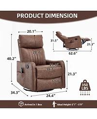 Streamdale Furniture Faux Leather Rocker Recliner with Heat and Massage