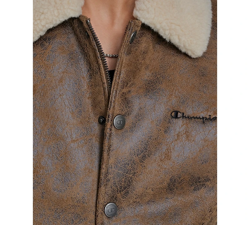 Champion Men's Faux Shearling Varsity Jacket