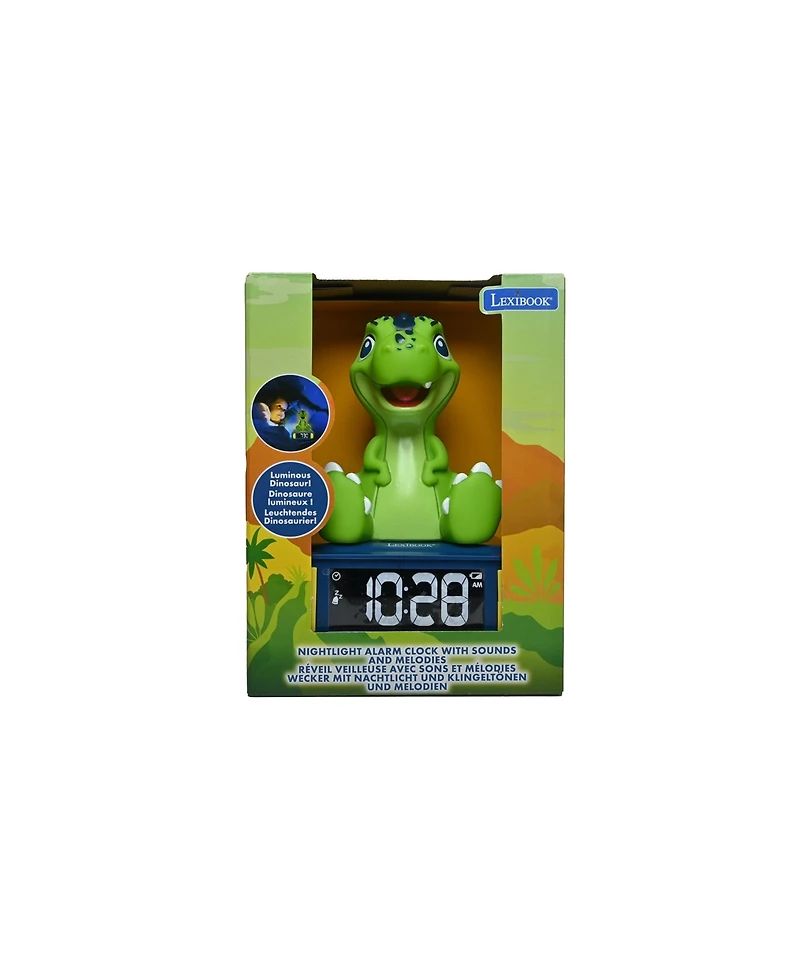 Lexibook , Dinosaur Nightlight Alarm Clock, Clock, Alarm clock for boys and girls, Snooze, RL800DINO