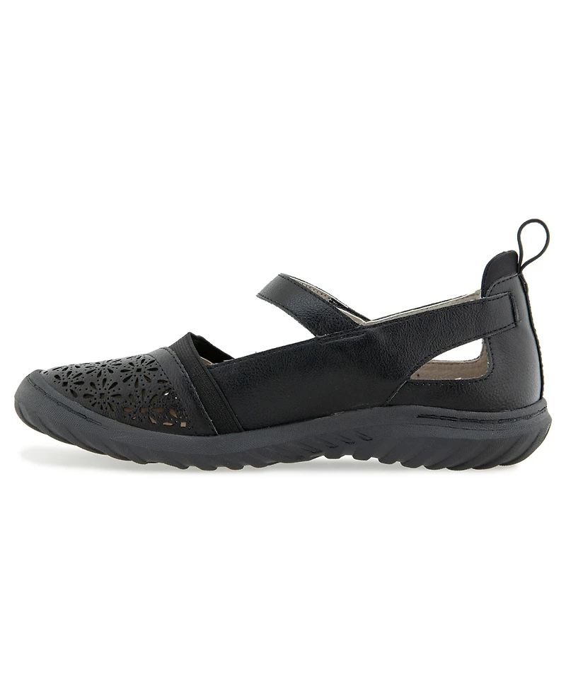 Jbu Women's Rya-Wide Mary Jane Round Toe Flats