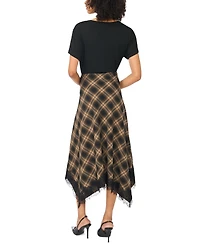 1.state Women's Bias Cut Hankerchief Plaid A-Line Midi Skirt