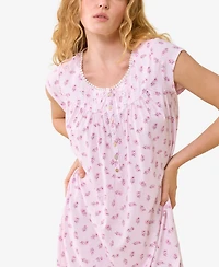 Eileen West Women's Cap-Sleeve Floral Ruffled-Hem Nightgown
