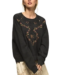 Lucky Brand Women's Long-Sleeve Crewneck Embroidered Sweatshirt