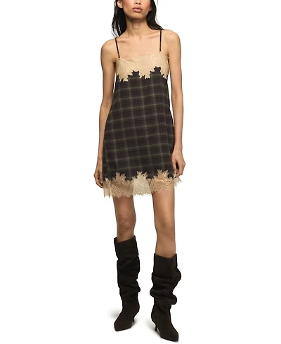 Lucky Brand Women's Plaid Square-Neck Mini Dress