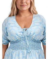 Torrid Plus Belle Isle Puff Sleeve V-Neck Mini Dress