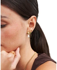 Fable England Ivy and Pearl Climber Earrings in Gold