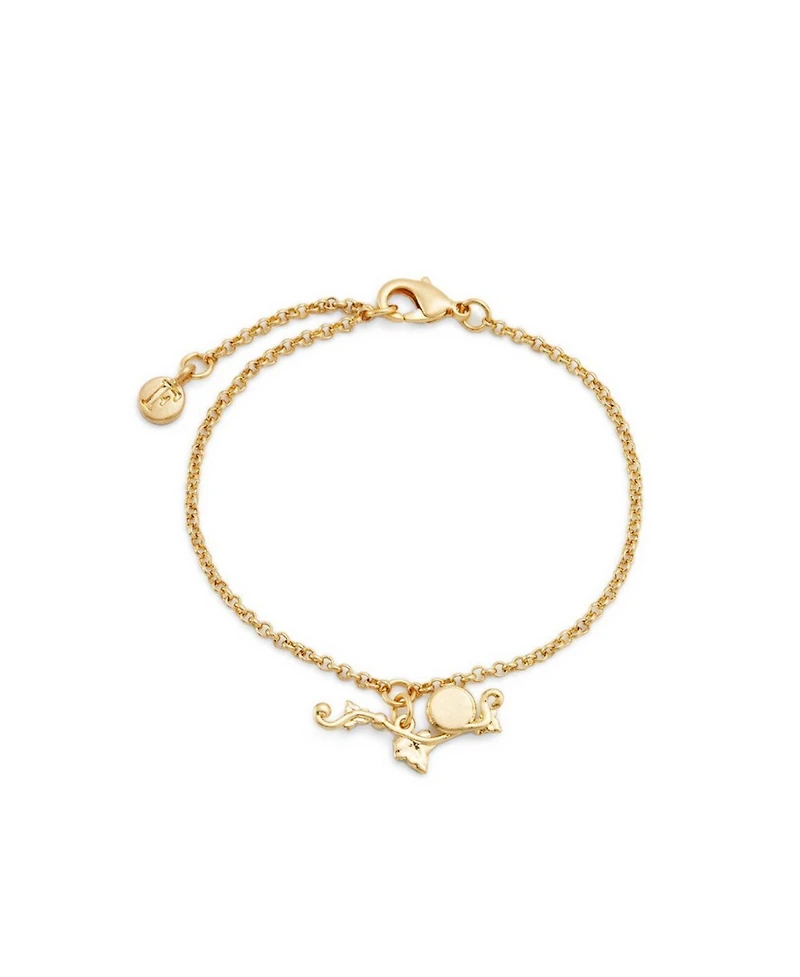 Fable England Ivy and Pearl T-Bar Bracelet in Gold