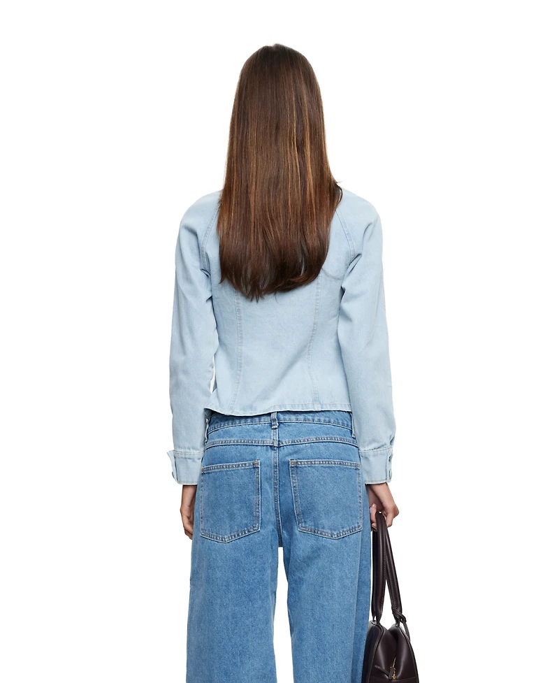 Lioness Women's Form Denim Cropped Double-Breasted Jacket