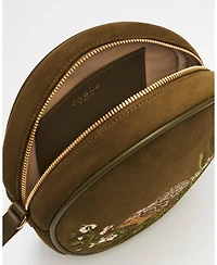 Fable England Chloe Hedgehog Embroidered Faux Suede Circle Bag