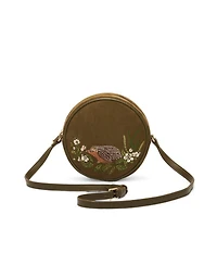 Fable England Chloe Hedgehog Embroidered Faux Suede Circle Bag