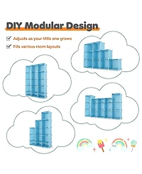 Slickblue 3-Cube Modular Kids Wardrobe with Clothes Rods and Storage Shelves