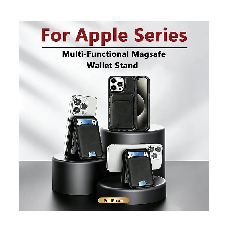 Artudatech MagSafe Magnetic Leather Card Holder for Apple Series 12-17 Models