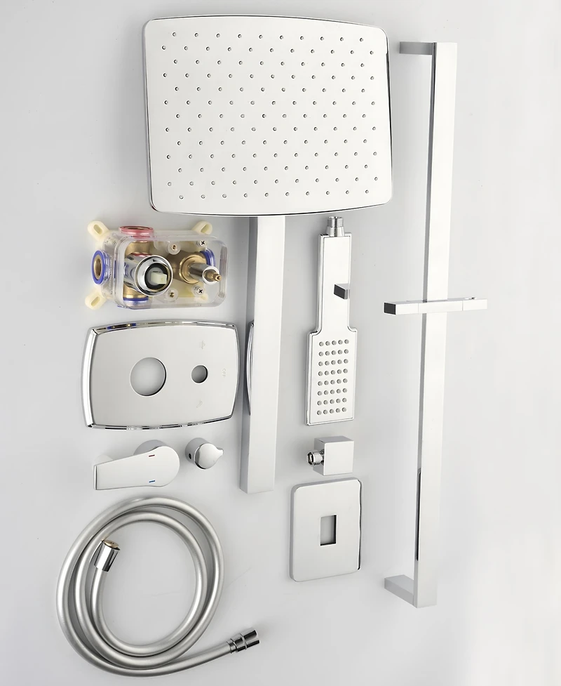 Thirtypeachy Wall-Mounted Shower System with Rain Shower Head, Hand Shower and Slide Bar, Self-Cleaning Nozzles