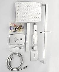 Thirtypeachy Wall-Mounted Shower System with Rain Shower Head, Hand Shower and Slide Bar, Self-Cleaning Nozzles