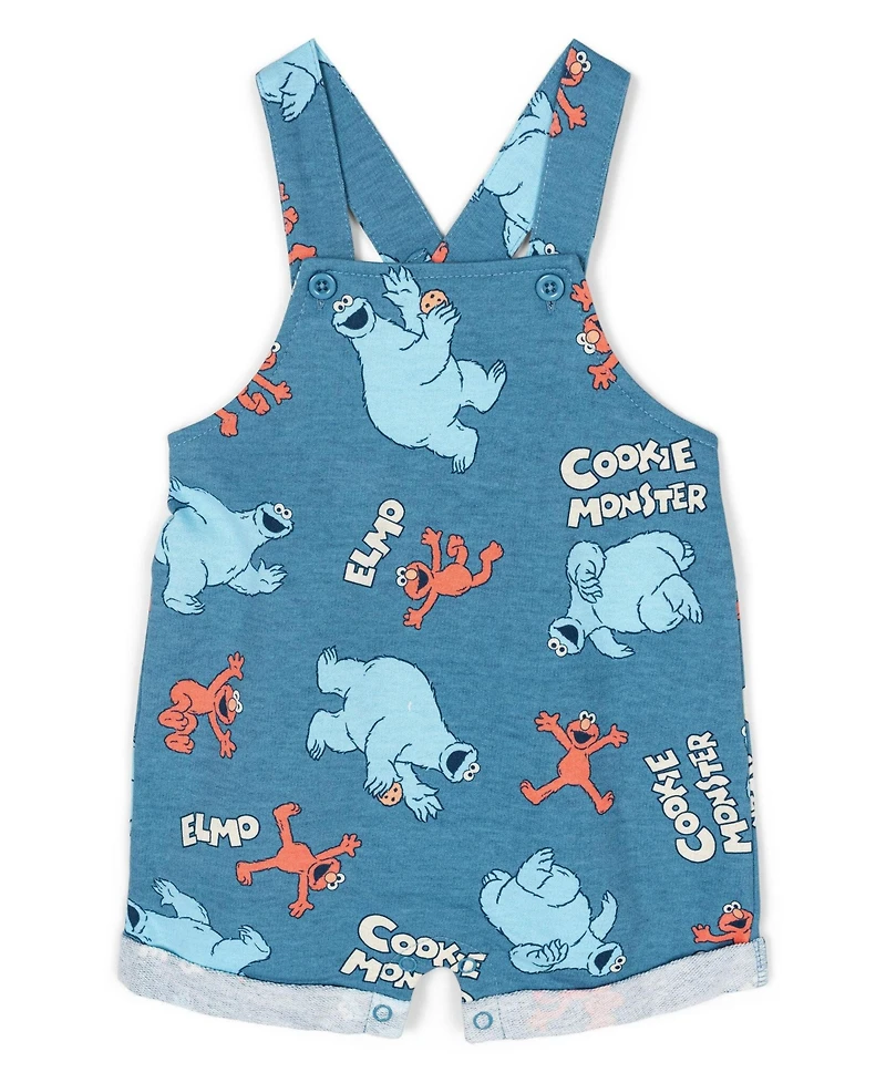 Sesame Street Baby Boys' T-Shirt and Shortalls Set with Bucket Hat