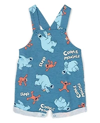 Sesame Street Baby Boys' T-Shirt and Shortalls Set with Bucket Hat