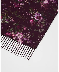 Fable England Women's Eve Floral Long Fringed Scarf in Burgundy