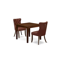 East West Furniture 3 Piece Dining Room Furniture Set Contains a Square Kitchen Table