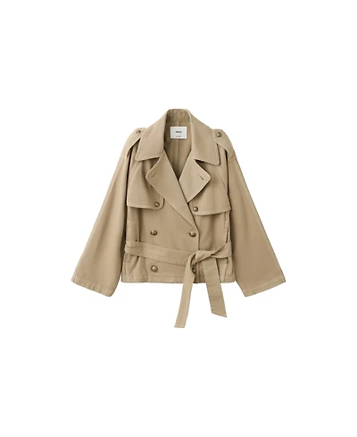 Mango Women's Fitted Removable-Belt Cropped Trench Coat
