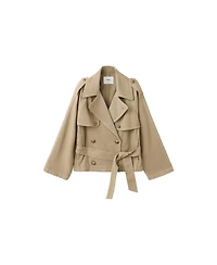Mango Women's Fitted Removable-Belt Cropped Trench Coat