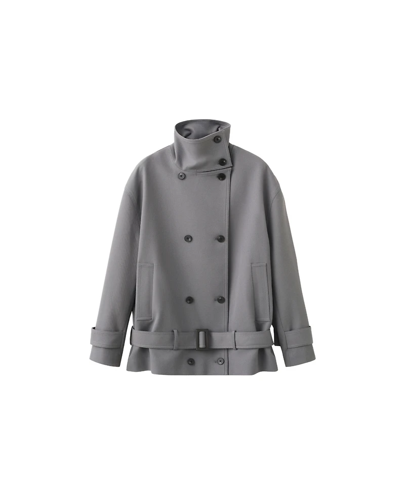 Mango Women's Dario Funnel Neck Belted Trench Coat