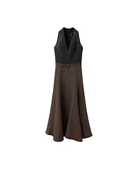 Mango Women's Bicolor A-Line Midi Sleeveless V-Neck Dress