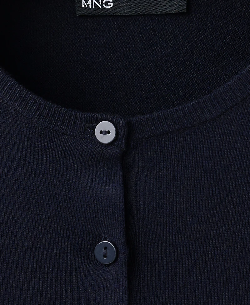 Mango Women's Knitted Button Crew-Neck Cardigan