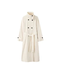 Mango Women's Belted Funnel-Neck Long Trench Coat