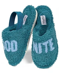 Memoi Kids Boy Good Nite Fluffy Faux Sherpa Slippers Scuff