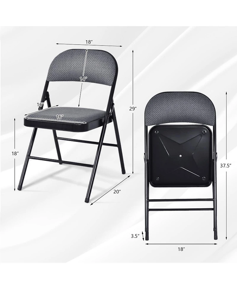 Gouun Set of 2 Folding Chairs with Padded Seat and Fabric Backrest