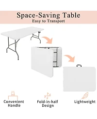 Piscifun Set Of 2 Folding Tables Carrying Handle Lightweight Portable Plastic Camping Steel Indoor Outdoor Party Dining Wedding Events Picnic