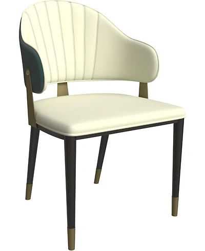 LeisureMod Aria Modern Dining Chair with Metal Legs Armless Upholstered Leather Accent Chair, Contemporary Side Chair for Dining and Kitchen