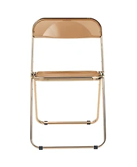 LeisureMod Lawrence Clear Acrylic Folding Chair, Modern Gold Chrome Frame, Fully Assembled Portable Dining Seat