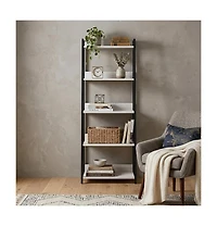 HomeRoots 67" Metal Five Tier Ladder Bookcase