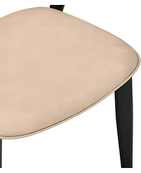 LeisureMod Aspen Modern Dining Chairs Leather Kitchen Side Chair - Open Back and Curved Design, Iron Legs, Accent Seating for Dining Room