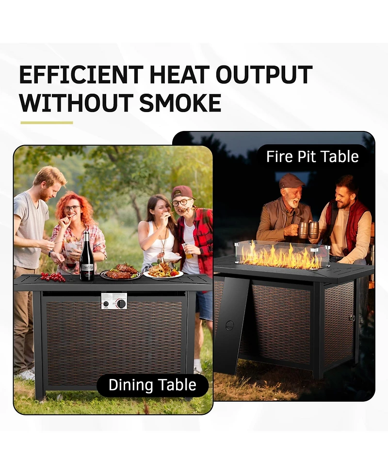 Pocassy 6-Piece Patio Set with High-Back Swivel Chairs, 6 Cushions, Fire Pit Table, and Ottomans