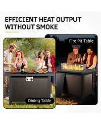 Pocassy 6-Piece Patio Set with High-Back Swivel Chairs, 6 Cushions, Fire Pit Table, and Ottomans