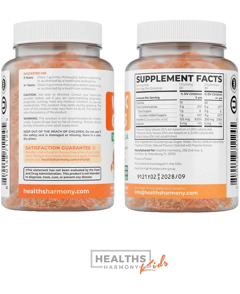 Healths Harmony Kids Vitamin C Gummies, 125 Milligram Vitamin C Per Gummy, 60 Gummies