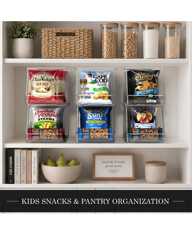 Sorbus 4 Pack Clear Stackable Open Front Snack Organizer Bins