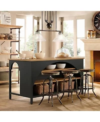Tribesigns 55" Kitchen Island with 3 Shelves and Seating