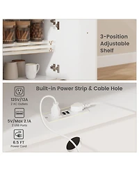 Volenca Rolling Kitchen Island Cart with Power Outlet, Drop Leaf and Casters
