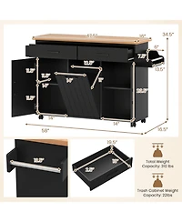 Volenca Rolling Kitchen Island Cart with Storage Shelves and Casters