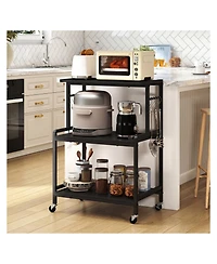 Volenca Rolling Kitchen Island Cart with Power Outlet, Drop Leaf and Casters